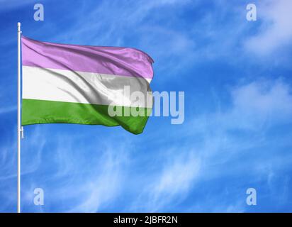 Bandiera nazionale del Genderqueer orgoglio su un flagpole Foto Stock