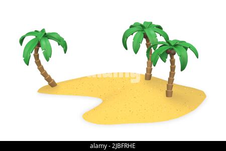 3D Cartoon carino palme tropicali su un'isola tropicale. Albero della giungla realistico. Oggetto Summertime. Illustrazione vettoriale. Illustrazione Vettoriale
