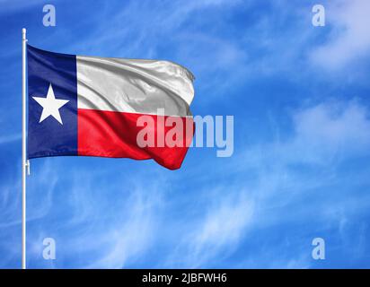 Bandiera nazionale dello Stato del Texas su un flagpole Foto Stock