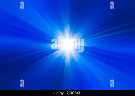 Superficie di sfocatura radiale astratta in tonalità blu scuro, blu chiaro e bianco. Sfondo blu astratto con linee radiali, radianti e convergenti. La parte posteriore Foto Stock