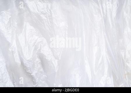 Foto ravvicinata del sacchetto di plastica bianco. Foto Stock