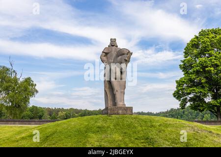 Vytautas il Grande - monumento in pietra a Birstonas, Lituania, 4 giugno 2022 Foto Stock