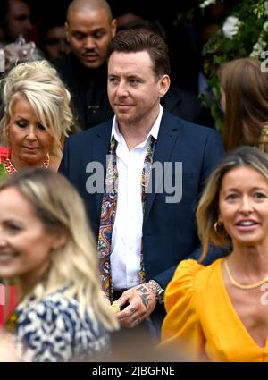 Giugno 6th, 2022. Ely, Regno Unito. Danny Jones ha partecipato al matrimonio di Pixie Lott e Oliver Cheshire alla Cattedrale di Ely, Cambridgeshire, Londra. Credit: Doug Peters/EMPICS/Alamy Live News Foto Stock