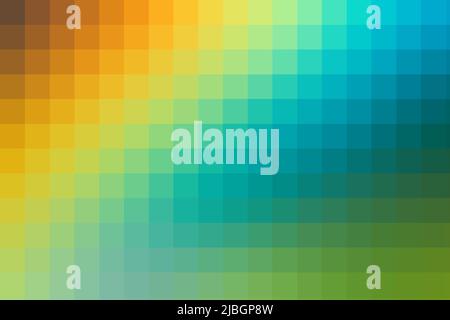 Sfondo di colore arancione e blu e verde quadrati collegati diagonalmente. Trama geometrica. Un supporto di quadrati mosaico per la pubblicazione, poster Illustrazione Vettoriale