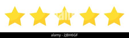 Icona a stella. Concetto di feedback dei clienti. Vector 5 stelle valutazione. Design di qualità. Vettore giallo isolato cinque stelle. Illustrazione Vettoriale
