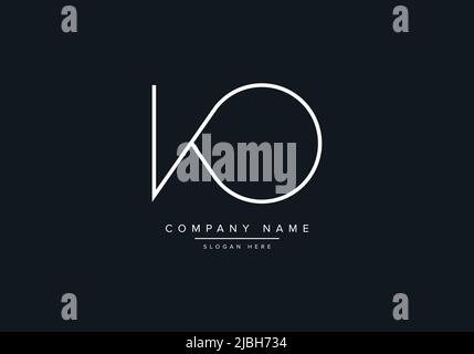 Lettere alfabetiche logo dell'icona del monogramma KO Illustrazione Vettoriale