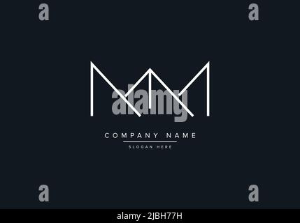 Lettere alfabetiche icona del monogramma logo MM Illustrazione Vettoriale