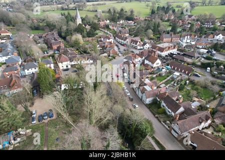 Shere Surrey UK pittoresco inglese Village vista aerea drone Foto Stock