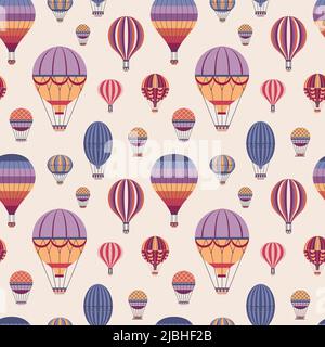 Bollature Vintage Hot Air modello senza cuciture Illustrazione Vettoriale