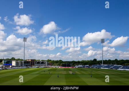 CHESTER LE STREET, REGNO UNITO. GIUGNO 1st una visione generale durante la partita Vitality T20 Blast tra il Durham County Cricket Club e Worcestershire al Seat Unique Riverside, Chester le Street mercoledì 1st giugno 2022. (Credit: Mark Fletcher | MI News) Credit: MI News & Sport /Alamy Live News Foto Stock