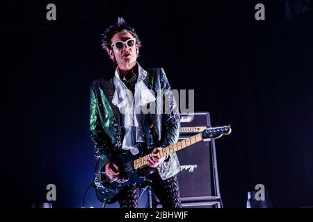 La rock band inglese Bauhaus in concerto ad Alcatraz, Milano, Italia, il 6 2022 giugno. Uno dei pionieri del rock gotico, Bauhaus era noto per la loro immagine oscura e il suono cupo, anche se mescolavano molti generi, tra cui dub, glam rock, psichedelia e funk. Foto Stock