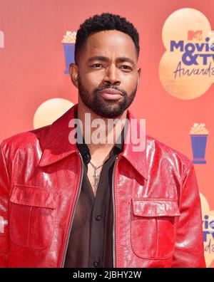 SANTA MONICA, CA - 05 GIUGNO: Jay Ellis partecipa ai MTV Movie & TV Awards 2022 al Barker Hangar il 05 giugno 2022 a Santa Monica, California. Foto Stock