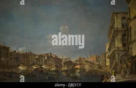 Francesco Guardi (1712-1793). Pittore veneziano. Canal Grande al Ponte di Rialto, ca. 1780-1790. Olio su tela. Museo Calouste Gulbenkian. Lisbona, Portogallo. Foto Stock