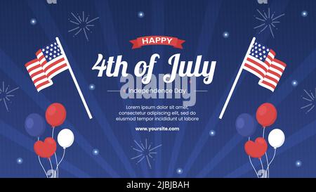 4th di luglio Happy Independence Day USA verticale Social Media Template Vector Cartoon sfondo Illustrazione Illustrazione Vettoriale