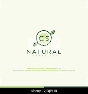 CS vettore iniziale del modello di logo naturale Illustrazione Vettoriale