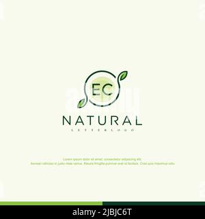 Vettore del modello di logo naturale iniziale EC Illustrazione Vettoriale