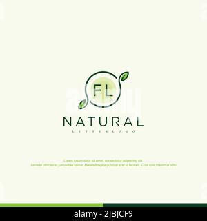 Vettore modello logo naturale iniziale FL Illustrazione Vettoriale