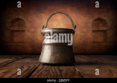 VASO VECCHIO IN RAME ARABO VASO Foto Stock