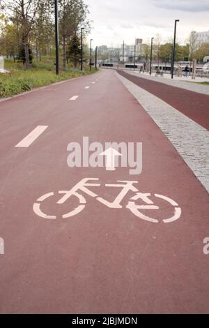 Simbolo per indicare la strada per le biciclette. Foto Stock