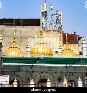 Gurudwara SIS Ganj Sahib è uno dei nove Gurdwara storici nella vecchia Delhi in India, Sheesh Ganj Gurudwara in Chandni Chowk, di fronte al Forte Rosso in O. Foto Stock