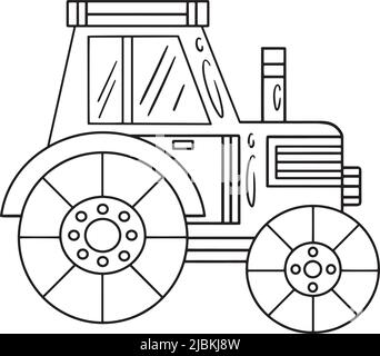 Tractor Isolated Coloring Page for Kids Illustrazione Vettoriale