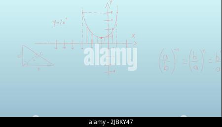 Immagine di equazioni matematiche su sfondo blu Foto Stock