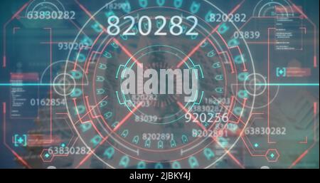 Immagine dell'elaborazione dei dati rispetto all'edificio moderno Foto Stock