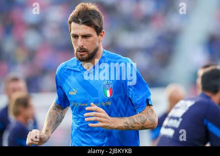 Bologna, Italia. 04th giugno 2022. Francesco Acerbi d'Italia durante la partita della UEFA Nations League tra Italia e Germania allo Stadio Dall'Ara di Bologna, Italia, il 4 giugno 2022. Credit: Giuseppe Maffia/Alamy Live News Foto Stock