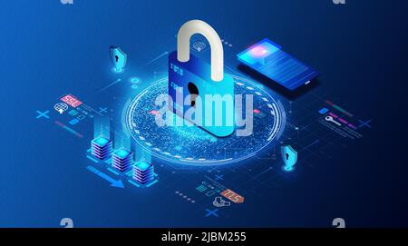 Transport Layer Security Concept - crittografia TLS e SSL - protocolli crittografici che forniscono la sicurezza delle comunicazioni su una rete digitale - 3D i. Foto Stock