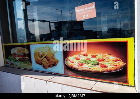 Ristorante chiuso con fast food Lowestoft Suffolk UK Foto Stock