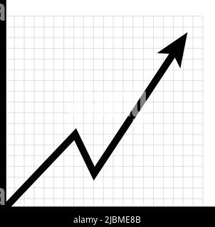 Freccia e grafico di crescita del business graph. Su sfondo bianco Illustrazione Vettoriale