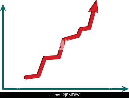 grafico con una freccia rossa in discesa. Business e finanziaria crescente concetto. Vettore Illustrazione Vettoriale