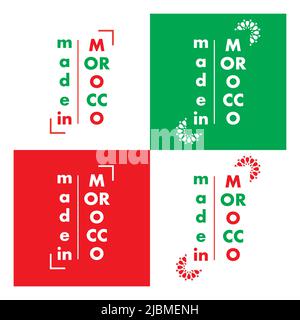 Logo realizzato in marocco con colori rosso e verde della bandiera marocchina. Illustrazione vettoriale. Logo isolato come timbro in gomma. Illustrazione Vettoriale