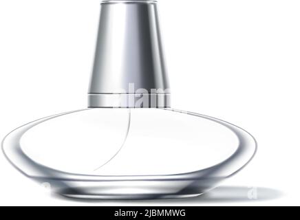 Pacchetto fragranze in vetro mockup. Flacone vuoto realistico Illustrazione Vettoriale