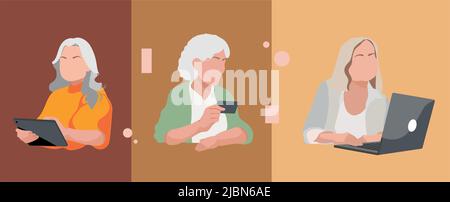 Buoni investimenti per i pensionati. Reddito passivo Illustrazione Vettoriale