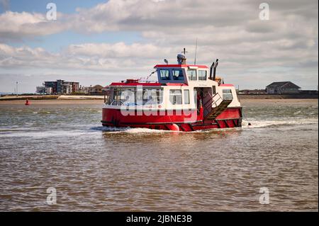 Traghetto per estuario del Wyre da Knott a Fleetwood Foto Stock