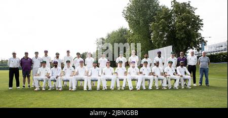 LOUGHBOROUGH, INGHILTERRA. GIUGNO 7TH 2022. Entrambe le squadre hanno mostrato di fronte all'amichevole partita di cricket del T20 tra la Loughborough UCCE e le università australiane della Loughborough University. (Credit: James Holyoak/Alamy Live News) Foto Stock