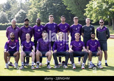 LOUGHBOROUGH, INGHILTERRA. GIUGNO 7TH 2022. La UCCE di Loughborough ha rappresentato un'immagine in vista dell'amichevole partita di cricket del T20 tra la UCCE di Loughborough e le università australiane della Loughborough University. (Credit: James Holyoak/Alamy Live News) Foto Stock