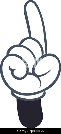 Dito di puntamento della mano del cartone animato. Movimento del braccio comico Illustrazione Vettoriale