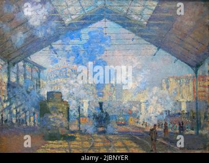 La Gare Saint-Lazare, 1877, Pittura di Claude Monet Foto Stock