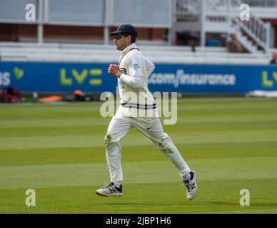 Middlesex in azione contro Derbyshire a Lords nel 10th aprile 2022 Foto Stock