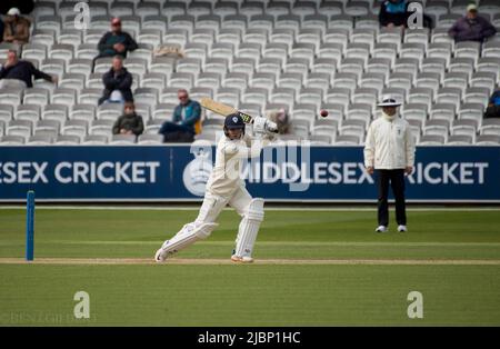 Middlesex in azione contro Derbyshire a Lords nel 10th aprile 2022 Foto Stock