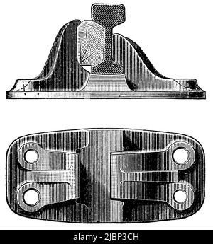 Sedia a rotelle, vista dall'alto e laterale. Pubblicazione del libro 'Meyers Konversations-Lexikon', Volume 2, Lipsia, Germania, 1910 Foto Stock