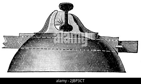 Supporti individuali in ghisa (traversine) con guide per sedie. Pubblicazione del libro 'Meyers Konversations-Lexikon', Volume 2, Lipsia, Germania, 1910 Foto Stock