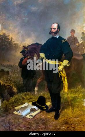 Generale Ambrose Burnside ad Antietam - Emanuel Leutze, 1863 Foto Stock