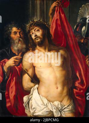 Ecce Homo di Peter Paul Rubens (1577-1640). Il dipinto raffigura il momento in cui Pontius Pilato presenta alla folla un Gesù picchiato e frustato con le parole Ecce Homo (Ecco l'uomo). Gesù ha la corona di spine sulla sua testa e una veste rossa o viola (per mimare la pretesa di essere re degli ebrei). Foto Stock