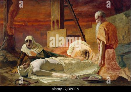 La discesa dalla croce - Maria, Maria di Magdala e Giuseppe d'Arimathea stanno preparando il corpo di Cristo all'aggressione di Vasily Perov (1833-1882) Foto Stock