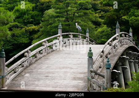 Ponte ornamentale, giardino giapponese, Kyoto, Giappone Foto Stock