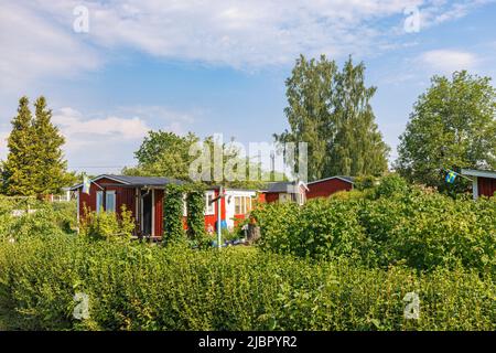 Giardino di allotment con un piccolo cottage Foto Stock