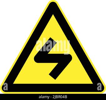 Segnali di avvertimento, segnali stradali in Cina, Repubblica popolare cinese. Curva doppia, con prima svolta a sinistra, poi a destra Illustrazione Vettoriale